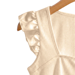 Chemisier plissé vintage 100 % coton pour femme, avec volants aux épaules, col carré, boutonnage frontal, coupe ajustée, idéal pour le quotidien - Product Image 4