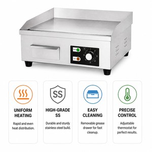 Plancha Eléctrica Comercial, Parrilla Plana de Acero Inoxidable para Mostrador, Equipo de Cocina para Hoteles y Catering, 220V - Product Image 3