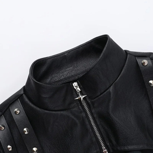 Chaqueta de cuero para mujer, tops cortos de manga larga, chaqueta para mujer, chaqueta de alta calidad para mujer, ropa informal - Product Image 5