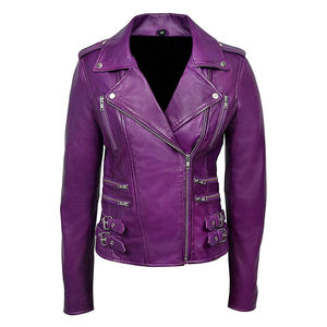 Femmes Cuir Véritable Style Punk Manteau Court Court Fermeture Éclair Personnalité Streetwear - Product Image 1
