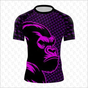 Rash Guard ชุดว่ายน้ํา bjj การพิมพ์แบบกําหนดเองแห้งเร็วและโลโก้ Jiu Jitsu Rash Guards แขนสั้น MMA Rash Guard สําหรับผู้ชาย OEM - Product Image 1