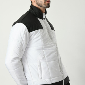 Nouvelles vestes matelassées en duvet pour hommes à col montant et fermeture éclair intégrale avec logo personnalisé en couleur unie - Product Image 5