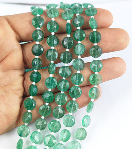 Green Strawberry Quartz Faceted Round Shape Coin Gemstone Bead Strand Loose Stone Beaded Strands <b>Bracelet</b> Making Gemstone Strand - Product Image 6