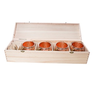 Pure Copper Set of 4 Moscow Mule Mugs with Pure Wooden Safe Collect Box & <b>Coaster</b> for Home & Gift Use - Product Image 1