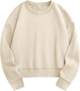 Sweat à capuche femme court hiver 100% coton polaire manches longues manches chauve-souris pull surdimensionné - Product Image 1