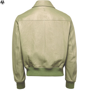 Chaqueta de Cuero Clásica OEM en Tono Verde, Cuero Suave de Primera Calidad, Puños Acanalados Suaves, Cierre de Cremallera Completo, Transpirable - Product Image 3