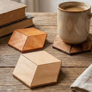 Sous-verre en bois artisanal, écologique, durable, idéal pour la vaisselle - décoration de table - Product Image 1