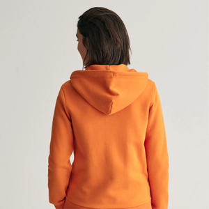 Sweat-shirt à capuche zippé orange pour femme, veste en molleton à fermeture éclair intégrale, vêtement décontracté personnalisé, marque privée, vente en gros de mode - Product Image 4