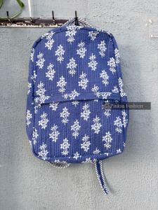 High Quality Hand-Block Printed Quilted Cotton Bohemian College Portable Lightweight Medium Capacity Ethnic Indian Floral - Product Image 2