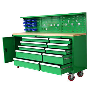 Établi en métal vert intégré Cabine à outils avec tiroirs de mécanicien Panneau perforé pour garage atelier stockage - Product Image 5