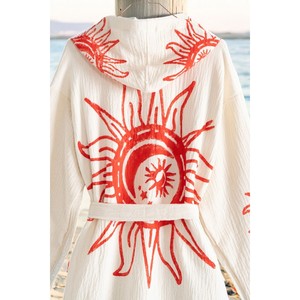 Peignoir à capuche en coton biologique 100% Varol, robe décontractée tissée, robe de plage - Style Heliona V1 - Product Image 5