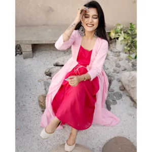 Vestido Tipo Capa Rosa Taffy para Mujer, Elegante para Fiestas, Diseño de Capa, para Boutique, Venta al por Mayor y Exportación - Product Image 5