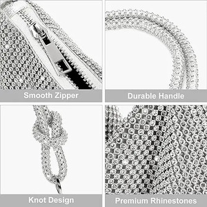Sac à main hobo en cristal scintillant pour femmes pour les soirées - Couleurs assorties - Product Image 6