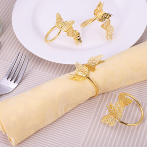 Anneaux de serviette papillon en or de luxe porte-mouchoirs pour la décoration de table de mariage et de banquet porte-serviettes en métal en gros - Product Image 3