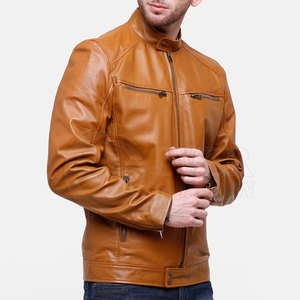 Chaqueta de Invierno de Cuero Genuino para Hombre, de Alta Calidad, Estilo Urbano, con Cuello Alto, Venta al Por Mayor - Product Image 2