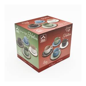 Ensemble de 4 tasses à café en céramique de couleurs assorties avec soucoupe HELIOS Art 48 Tasses à thé et soucoupes - Product Image 1