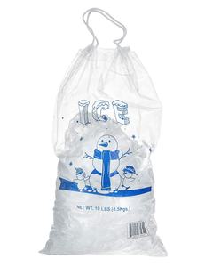 Sacs de stockage de glace durables de grande taille de 20lb Sacs de glace en plastique pour fêtes avec fermeture à cordon de serrage - Product Image 1