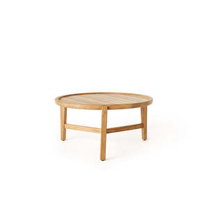 Round Minimalist Teak <b>Coffee</b> <b>Table</b> Tea Side <b>Table</b> for Living Room and Patio Furniture - Product Image 1