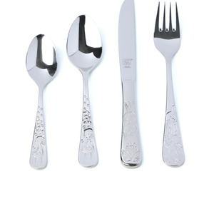 Cute Cartoon Engraved Kids <b>Cutlery</b> Set Silver Finished Flatware Child-Friendly Utensils for <b>Toddlers</b> Mealtime and Gifting - Product Image 3