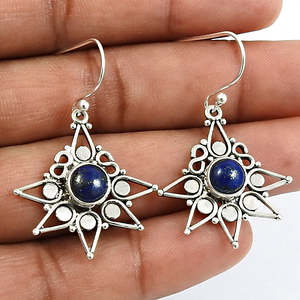 Bijoux bohèmes faits à la main en argent sterling 925 Drop Dangles est livré avec des pierres précieuses de lapis naturel bijoux de cadeau de mariage à la mode - Product Image 3