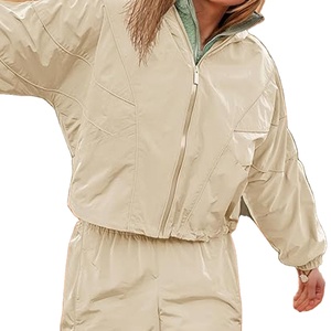 Conjunto corto de nailon de verano para mujer, hecho a medida, liso, manga larga, cortavientos, chándal de poliéster, conjunto corto de 2 piezas 2026 - Product Image 4