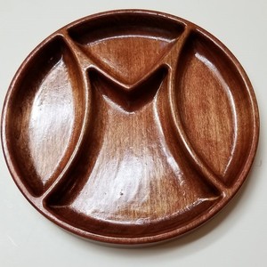 Utensilios de cocina Bandeja de servicio pulida de madera oscura Servidor de doble plato Café más vendido Material de madera de mango usado - Product Image 2