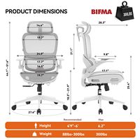 Silla de Oficina Ergonómica de Malla OEM con Silla de Escritorio Adaptativa, Reposacabezas Ancho, Reposabrazos Abatibles y Giratorios para Largas Jornadas