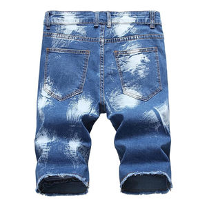 Pantalones cortos de mezclilla azul de la mejor calidad 100% algodón para hombre, ecológicos, informales, de cintura media, de punto recto, verano y otoño - Product Image 2