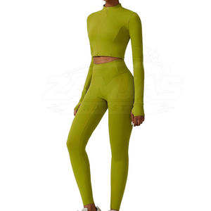 Customized Size Leggings Bra Sets for Woman Quick Dry <b>Yoga</b> Wear With <b>Jacket</b> Style Customized 3 Piece <b>Yoga</b> Set - Product Image 4