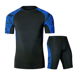 New Design Men's <b>Compression</b> <b>Shorts</b> 2-Piece Set Solid Color Anti-Bacterial Seamless Gym Wear - Product Image 1