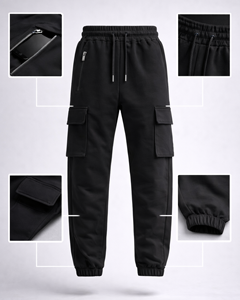 Premium French Terry Women's Cargo Jogger Sweatpants Regular Fit Drawstring Custom Logo Embroidery - Product Image 3