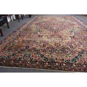 พรมวินเทจตุรกีขนาดใหญ่พิเศษ 8.9x14.1 ฟุต สีแดงน้ำเงินลายจุด - Product Image 3
