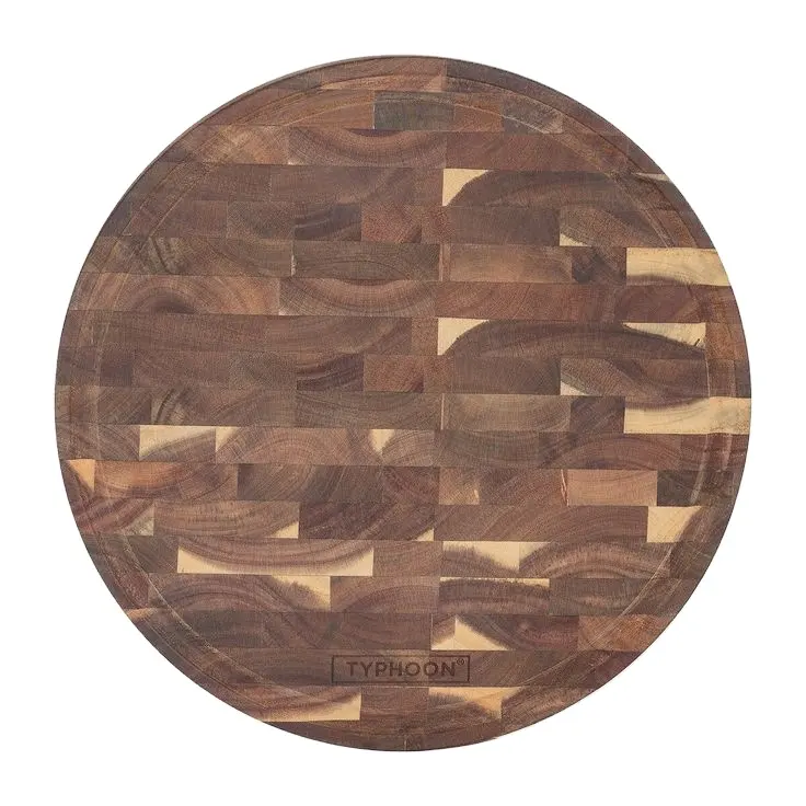 アンティーク仕上げの丸い木製まな板