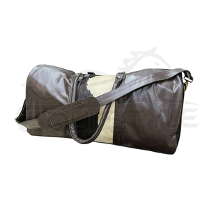 Vente en gros Grand sac polochon unisexe en cuir de vachette marron foncé Design personnalisé Weekender Sport Polyester Fabricant OEM en vrac - Product Image 1