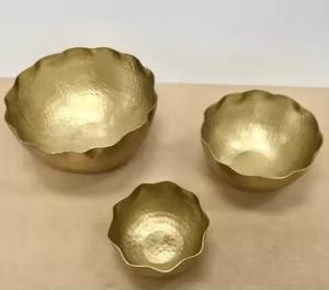 Round Metal Food Serving Bowl with Golden Polished Elegant Design Perfect for Elegant Home and Kitchenware <b>Table</b> Usage - Product Image 6