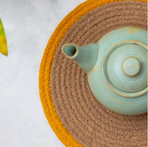 MORE Luxury Modern Design 15 Inches <b>Round</b> Multi-Color Jute <b>Placemats</b> Set 6 Braided Desk Pads for Kitchen Dining Wholesale - Product Image 2