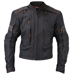 Chaqueta de carreras de moto de cuero para hombre hecha a medida con cosido de seguridad con características de protección y funciones de carreras - Product Image 1