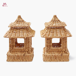 Natural Handmade <b>Rattan</b> Pagoda <b>Lantern</b> Set for Home Party Holiday Decoration Made in Vietnam - Product Image 4