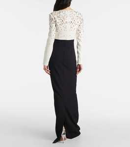 Elegante vestido de noche de lujo de una línea con bordado de cuello cuadrado Nuevo vestido de fiesta sexy de moda con mangas largas y tren - Product Image 2