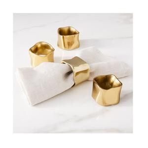 Anneaux de serviette en métal plaqué or au design élégant pour les banquets de mariage et les fêtes d'anniversaire ajoute des décorations de table luxueuses - Product Image 5