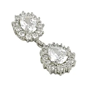 ต่างหูห้อยประดับเพชรคิวบิกเซอร์โคเนีย เงินแท้ 925 ชุบทอง สำหรับงานแต่งงานและงานเลี้ยงของผู้หญิง - Product Image 2