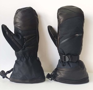 Gants de sport coupe-vent imperméables de haute qualité Logo personnalisé mitaine neige polaire Snowboard gants de ski en peau de chèvre naturelle pour hommes - Product Image 4