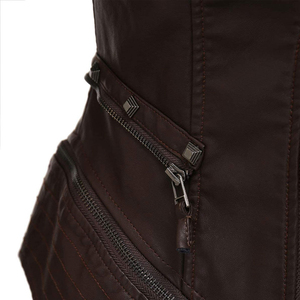 Chaqueta elegante para mujer con diseño de logotipo personalizado transpirable de la mejor calidad, chaqueta de cuero cómoda con cuello levantado de último diseño - Product Image 4