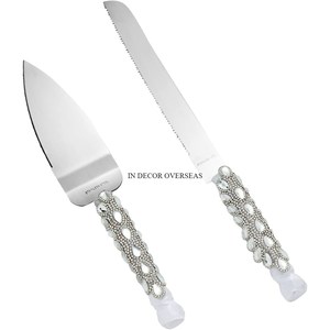 Newly Arrival Fully High Grade Gold Plated Superior Quality Metal Made Cake Server And Knife With Unique Texture Designer - Product Image 5