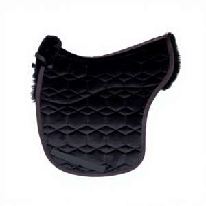 TOUGH TACK OEM Tapis de selle islandais de luxe personnalisé avec bordure en fausse fourrure, matelassé hexagonal en velours, style saut d'obstacles, pour compétition - Product Image 1