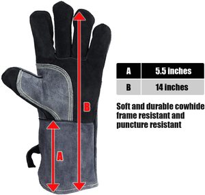 Guantes de soldadura de trabajo de cuero dividido de vaca a la venta guantes de alta calidad seguridad de construcción Industrial trabajo hombres mujeres - Product Image 4