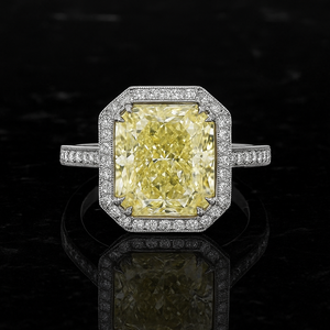 Anillo de Diamante Suelto solitario amarillo claro elegante de 1,00 CT 6x5 MM corte radiante 14K/18K oro blanco joyería fina proveedor verificado - Product Image 1