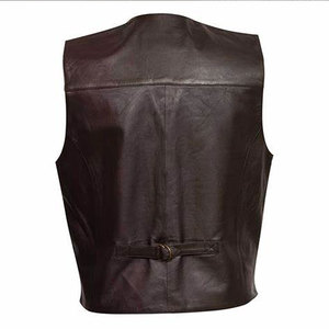 Men's Brown Genuine Leather Waistcoat Sleeveless Button Closure Vest with Classic Formal <b>Vintage</b> Style <b>Jackets</b> - Product Image 2