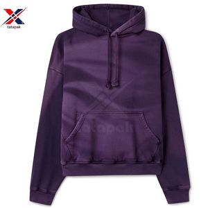 เสื้อฮู้ดผู้ชายผ้าฝ้าย 100% สำหรับฤดูใบไม้ร่วงและฤดูหนาว ทรงโอเวอร์ไซส์ ถักโครเชต์ เป็นมิตรกับสิ่งแวดล้อม ไม่เป็นขุย ผ้าฟลีซบุขน 350 กรัม พิมพ์ลายพัฟ สีพื้น - Product Image 6