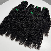 Extensiones de cabello humano rizado estilo pixie de color natural, suaves y con volumen, rizos cortos, doble trama, densidad completa, para coser en pelucas.